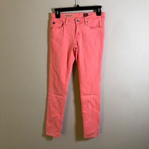 AG Adriano Goldschmied The Legging Ankle Super Skinny Jeans Coral Pink 26R USA